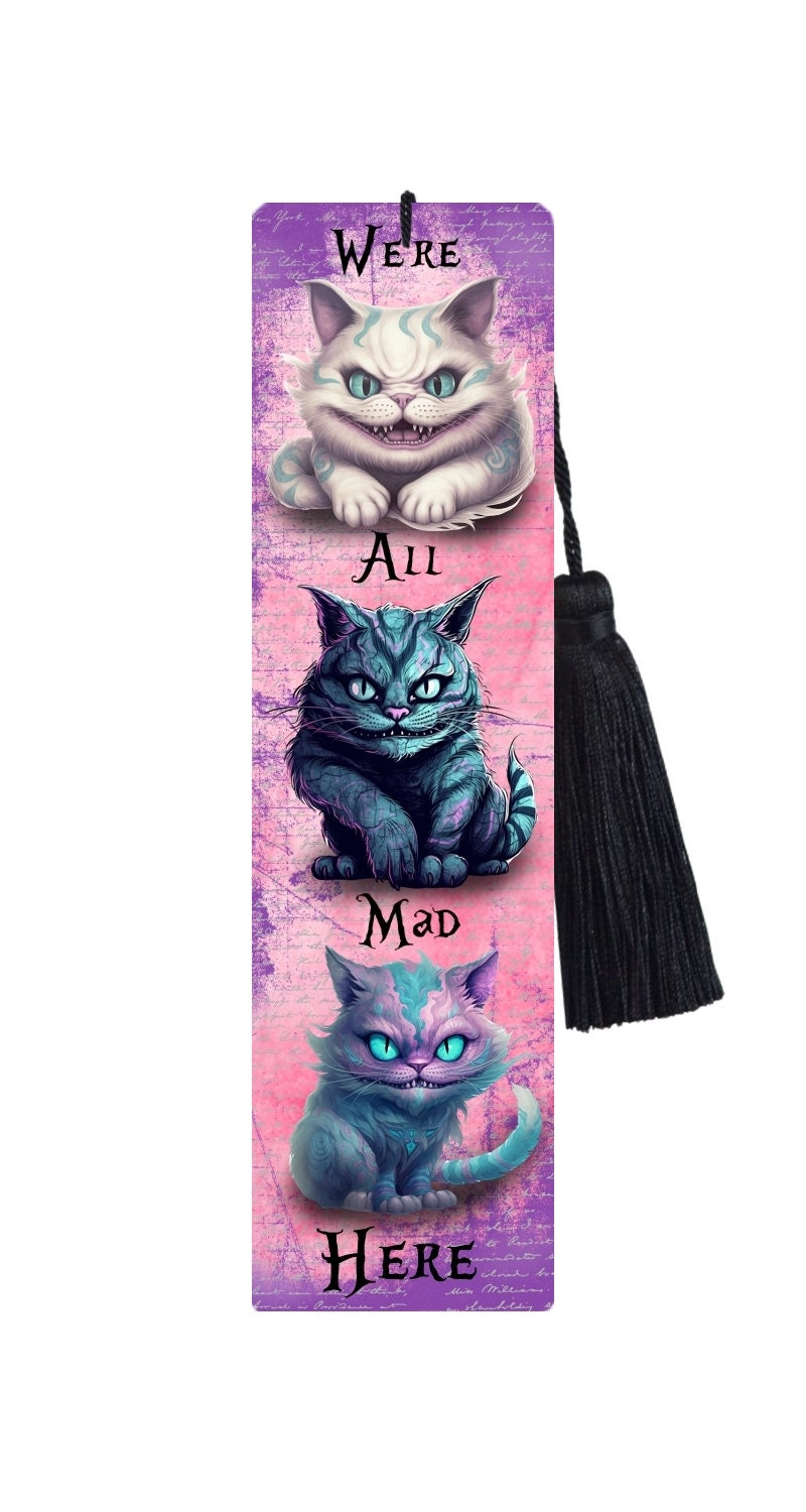 Large Metal Bookmark With Tassel - Cheshire Cat Bookmark