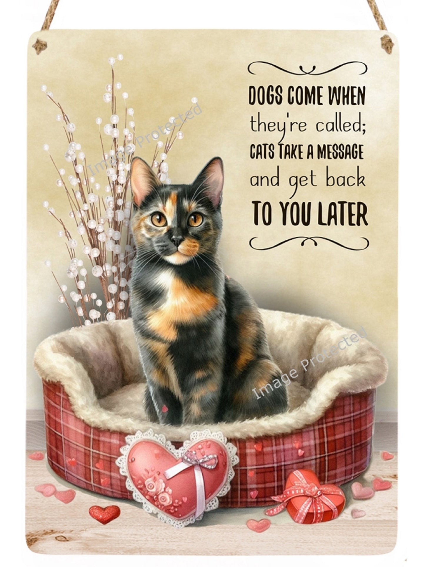 Tortoiseshell Cat Metal Sign: Funny Cat Quote Hanging Decor