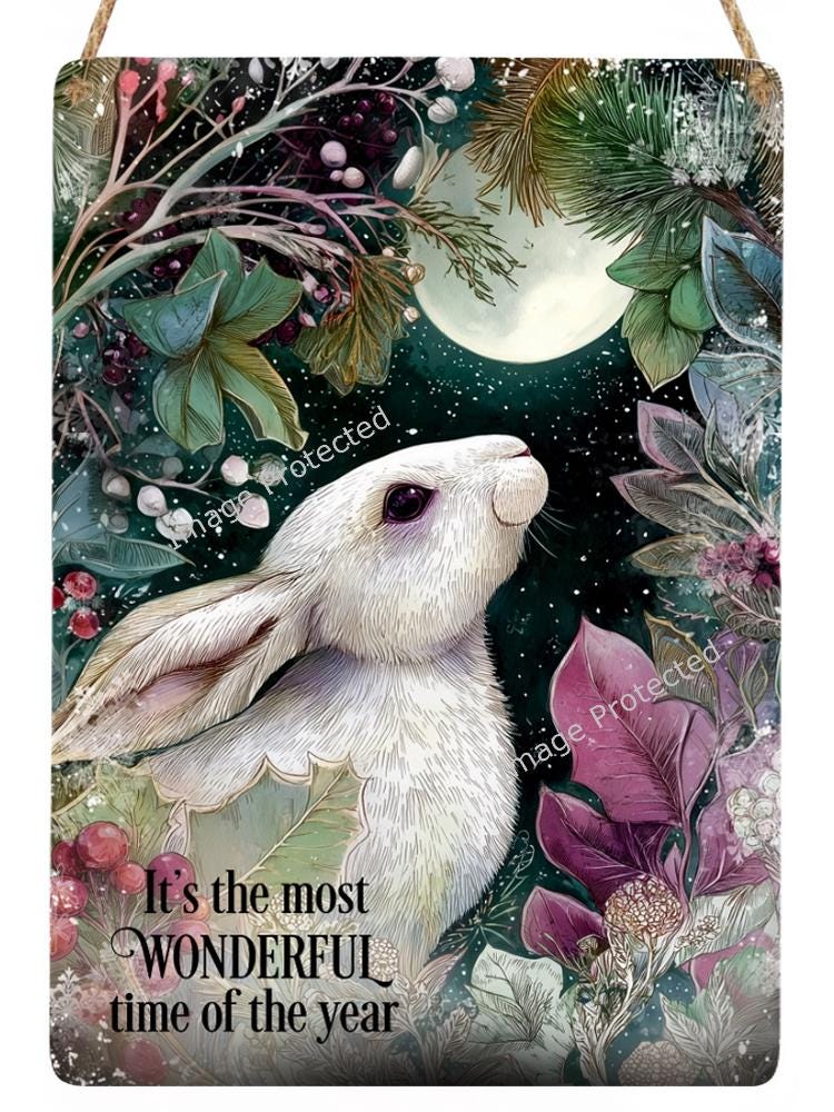 Christmas White Hare: Inspirational Art, Handmade Home Decor