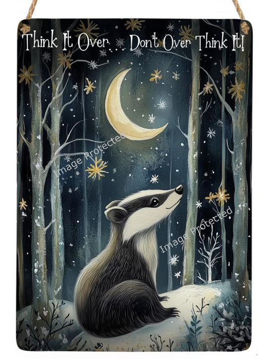 Handmade Badger Metal Sign: Motivational Quote Home Decor