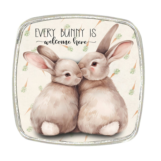 Bunny Rabbit Magnet: Chrome Finish Metal Magnet (6cm)
