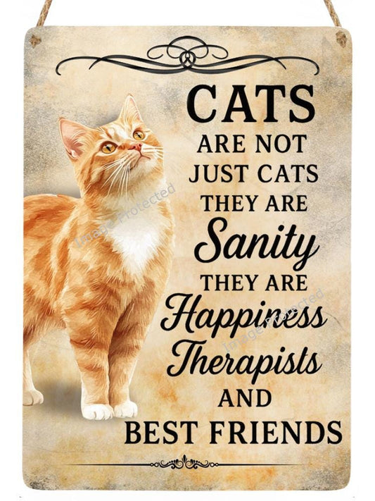 Ginger Cat Metal Wall Sign, Friend Home Decor
