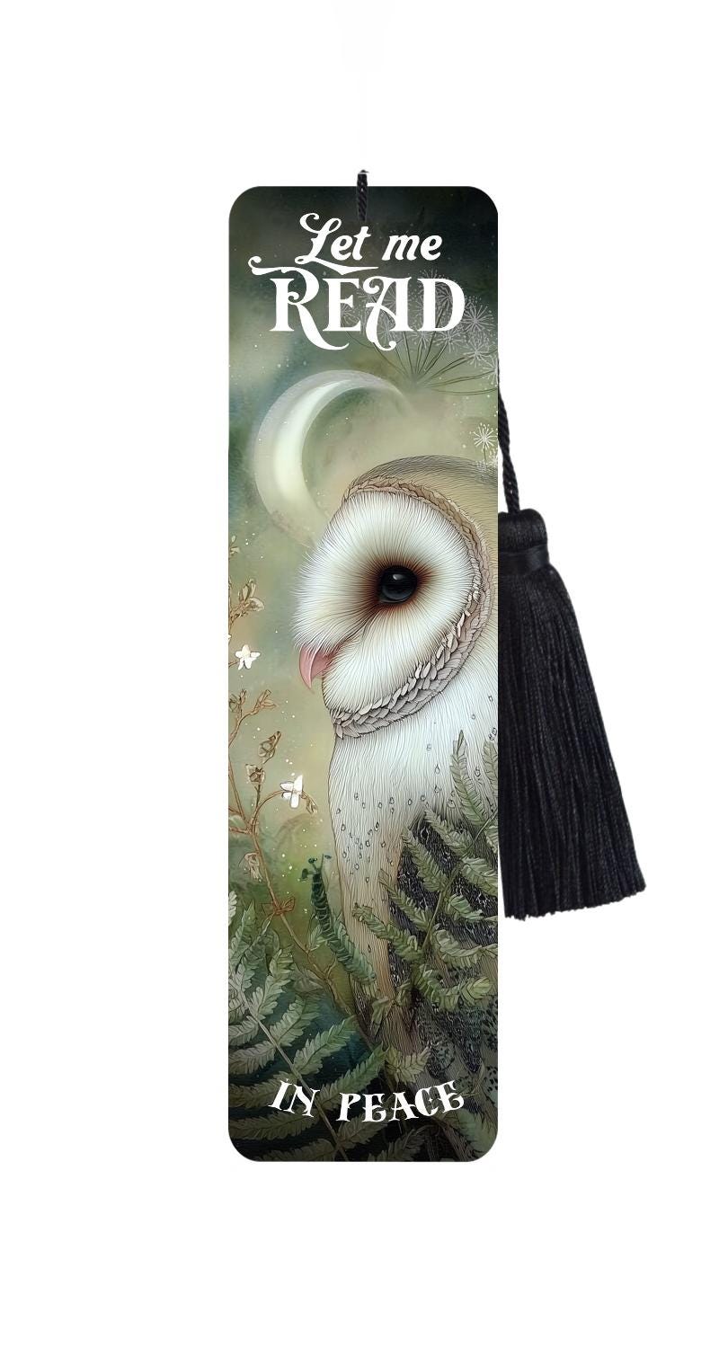 Barn Owl Metal Bookmark with Tassel: Let Me Read In peace
