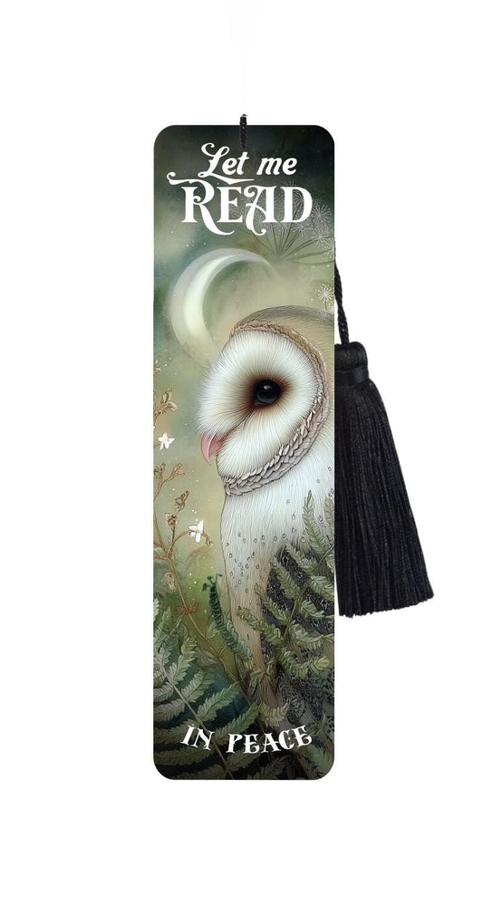 Barn Owl Metal Bookmark with Tassel: Let Me Read In peace