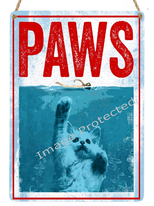 Hanging Metal Cat Sign - Paws - Funny/Humour