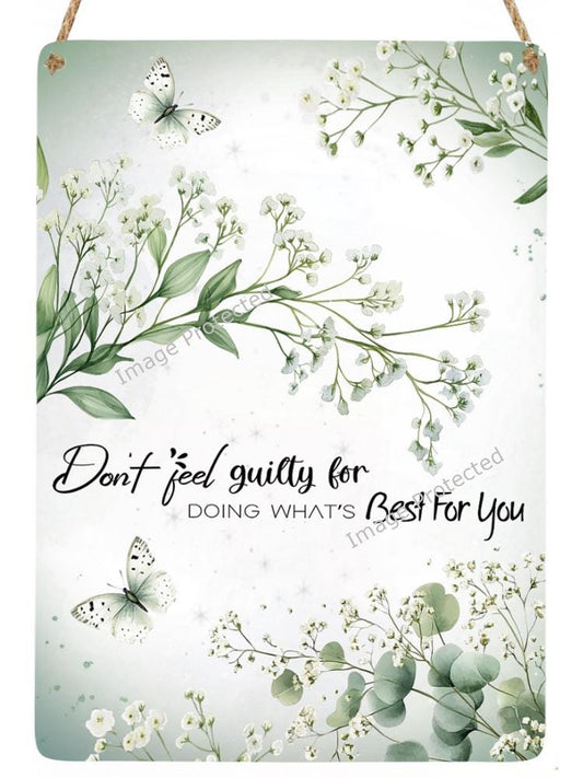 Babies Breath Floral Metal Sign: Home Decor Sign, Motivational Quote