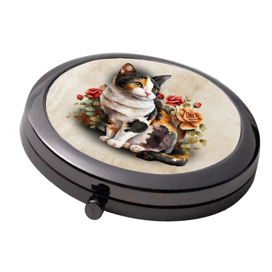 Calico Cat - Smoke Black - Large Double Compact Mirror