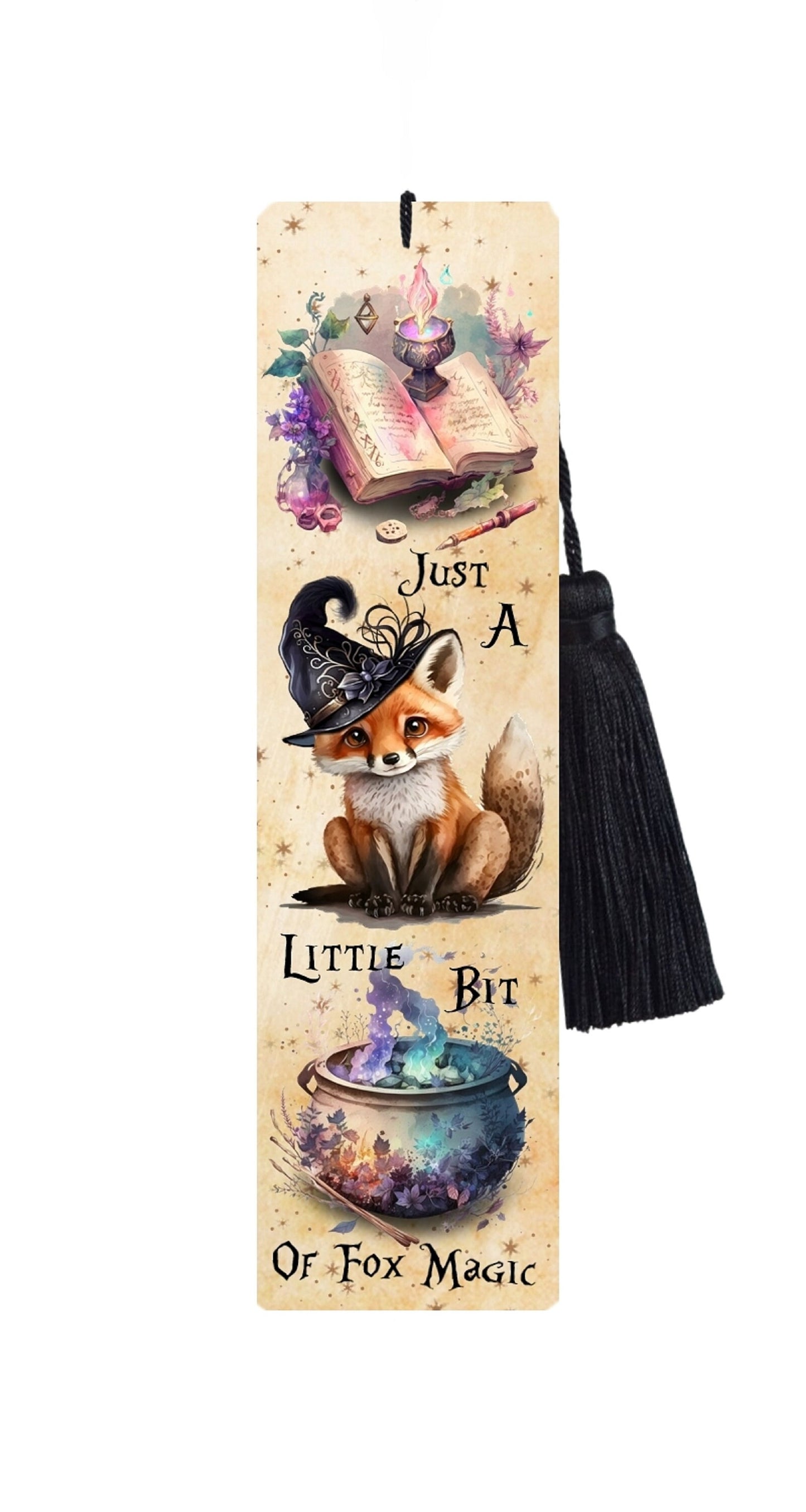 Fox Bookmark: Witch Hat, Black Tassel, Metal Bookmark
