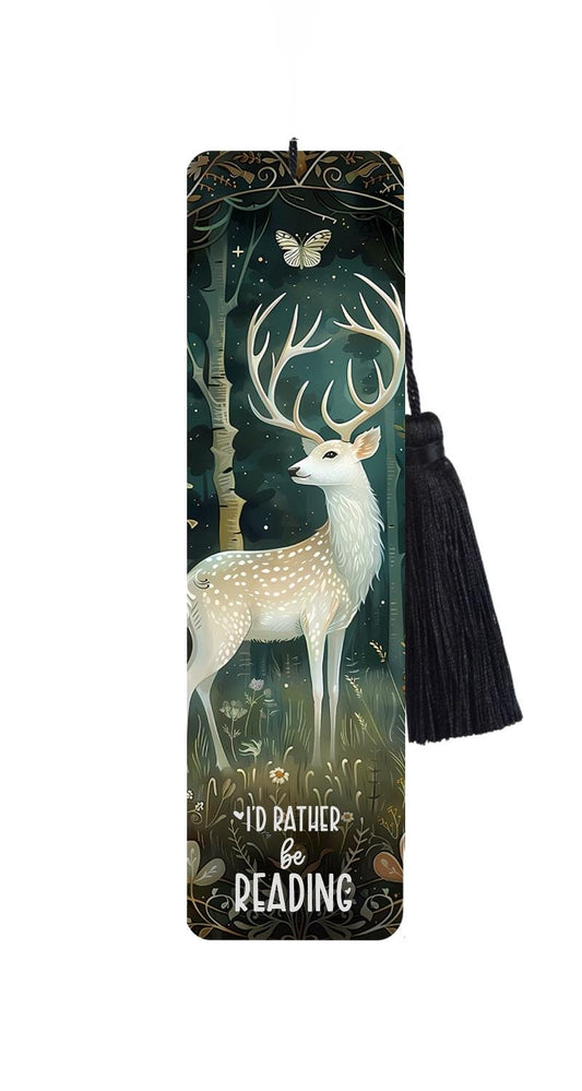Large Metal Bookmark With Tassel -Stag Bookmark - I'd Rather Be Reading