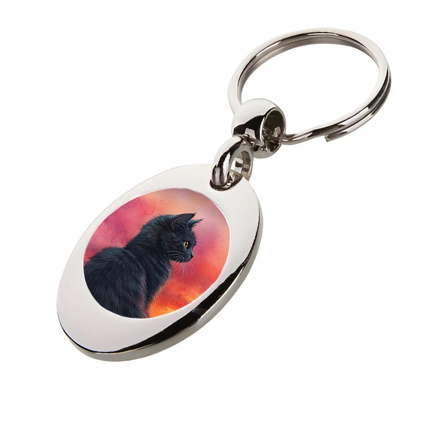 Black Cat Sunset Keyring: Trolley Coin Token
