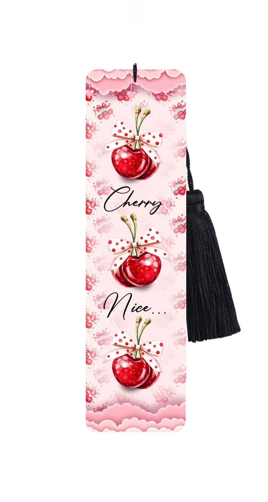 Cherry Metal Bookmark with Black Tassel