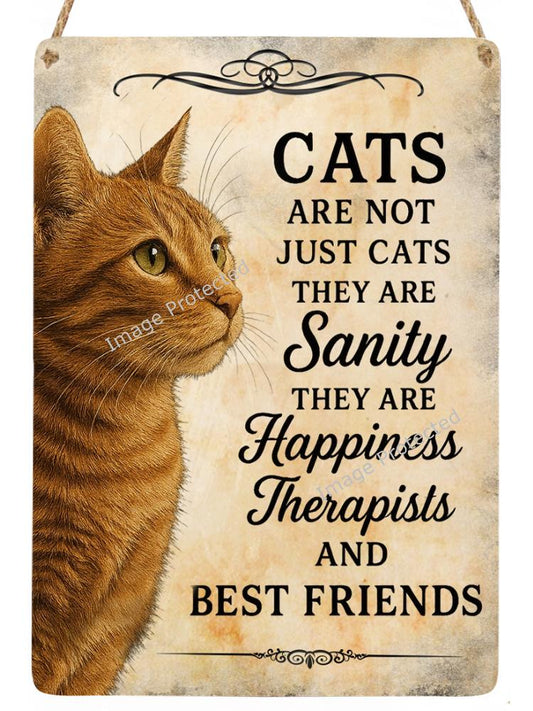 Ginger Cat Metal Wall Sign, Friend Home Decor