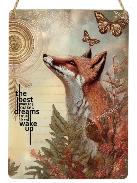 Red fox Sign: Inspirational Art, Handmade Home Decor