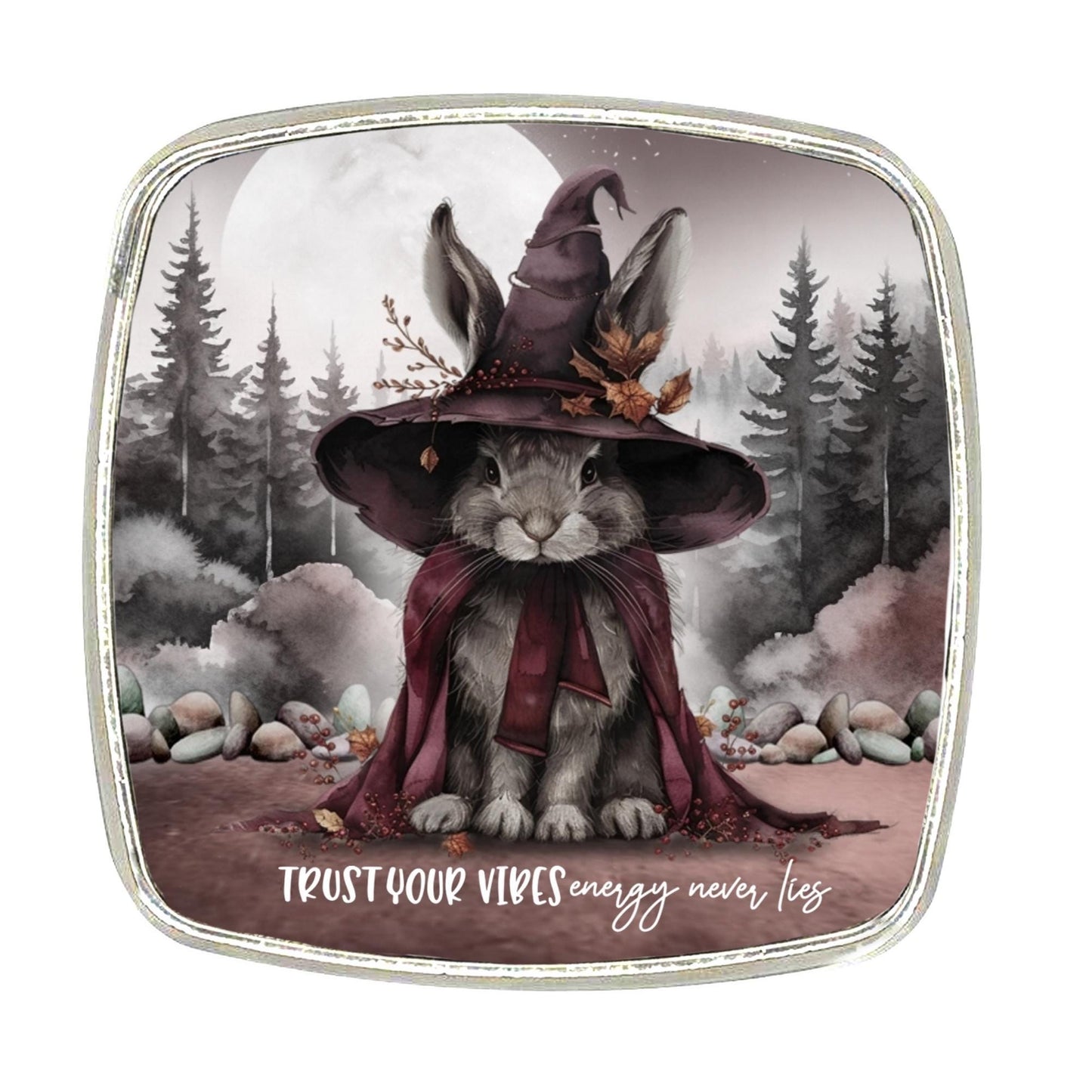 Witchy Hare Hare - Chrome Finish Large Magnet - Trust Your Vibes, Eneregy Never Lies