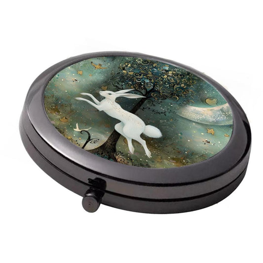 Hare and Tree Compact Mirror - Smoke Black Double Mirror (7cm)