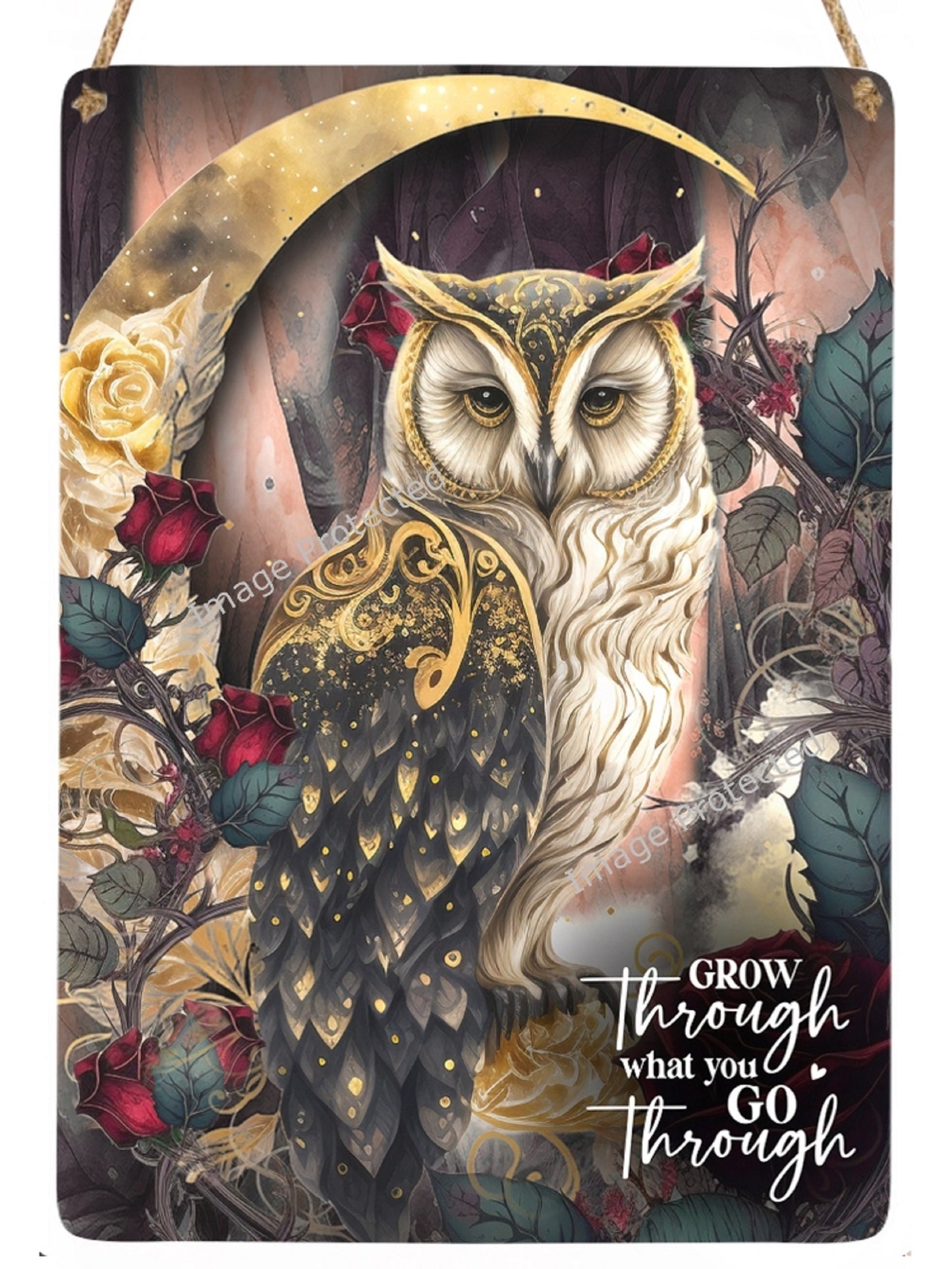 Owl Metal Sign: Motivational Quote Hanging Decor