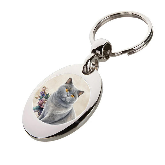 British Blue Cat Keyring: Trolley Coin Token