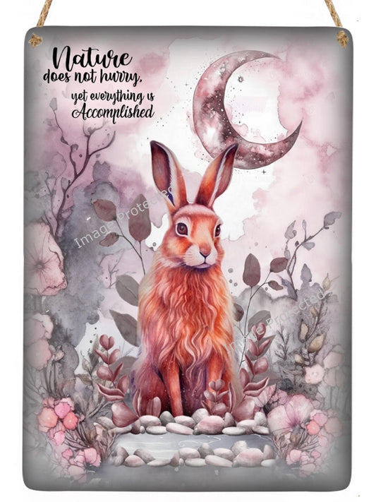 Mystic Hare Metal Sign: Motivational Nature Quote, Handmade