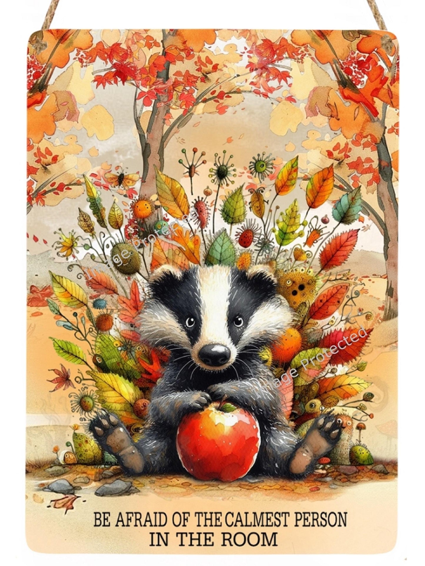 Hanging Metal Sign - Badger Sign - Motivational Quote - Be Afraid Of The Calmest person In the Room