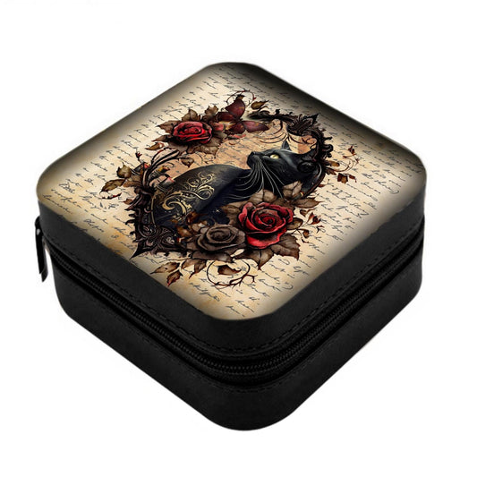 Black Cat & Roses Small Jewellery Box