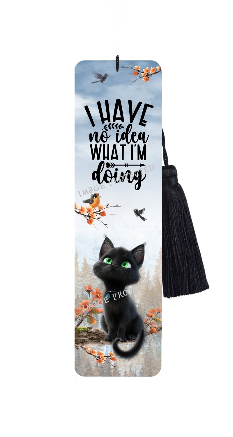 Funny Cat Metal Bookmark With Black Tassel