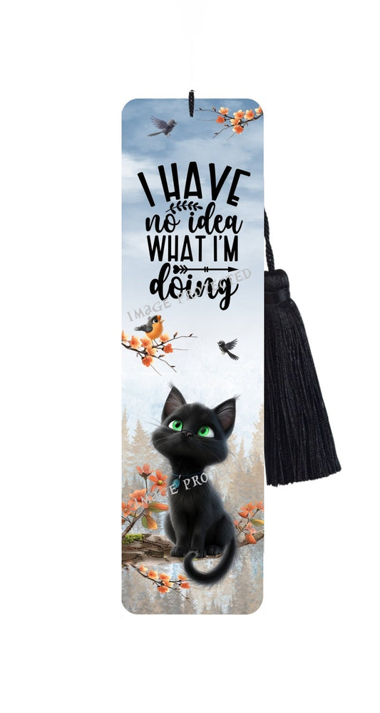 Funny Cat Metal Bookmark With Black Tassel
