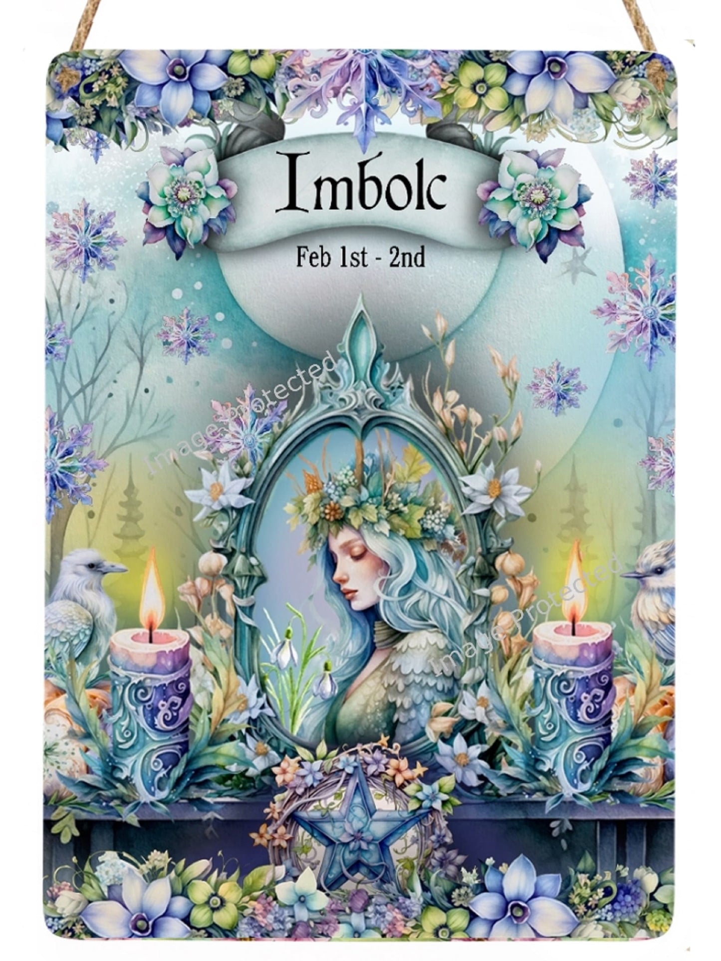 Hanging Metal Sabbat Signs - Litha, Inbolc, Lammas, Ostara, Mabon, Samhain, Yule, Beltane.