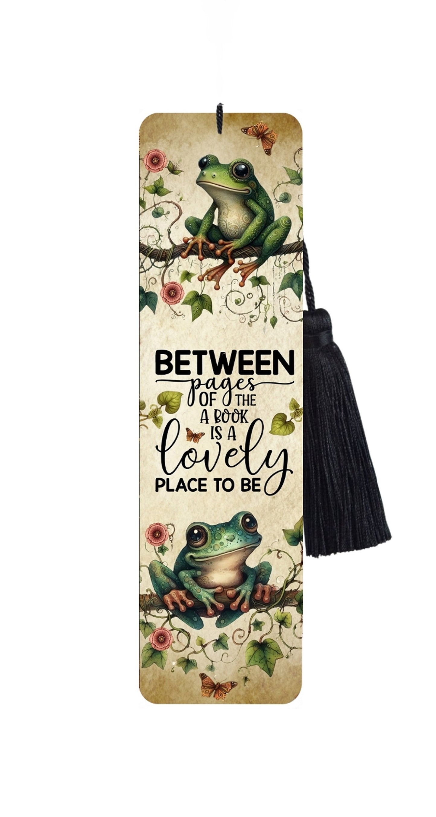 Large Metal Bookmark With Tassel - Frog Bookmark - Funny Frogs reading quote