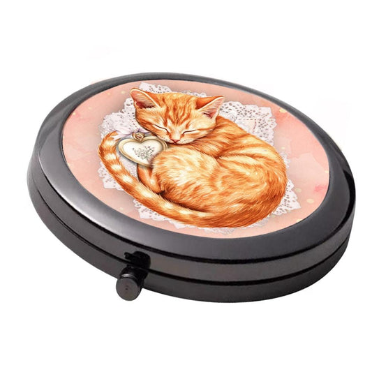 Ginger Cat Compact Mirror: Cottagecore Shabby Chic Style