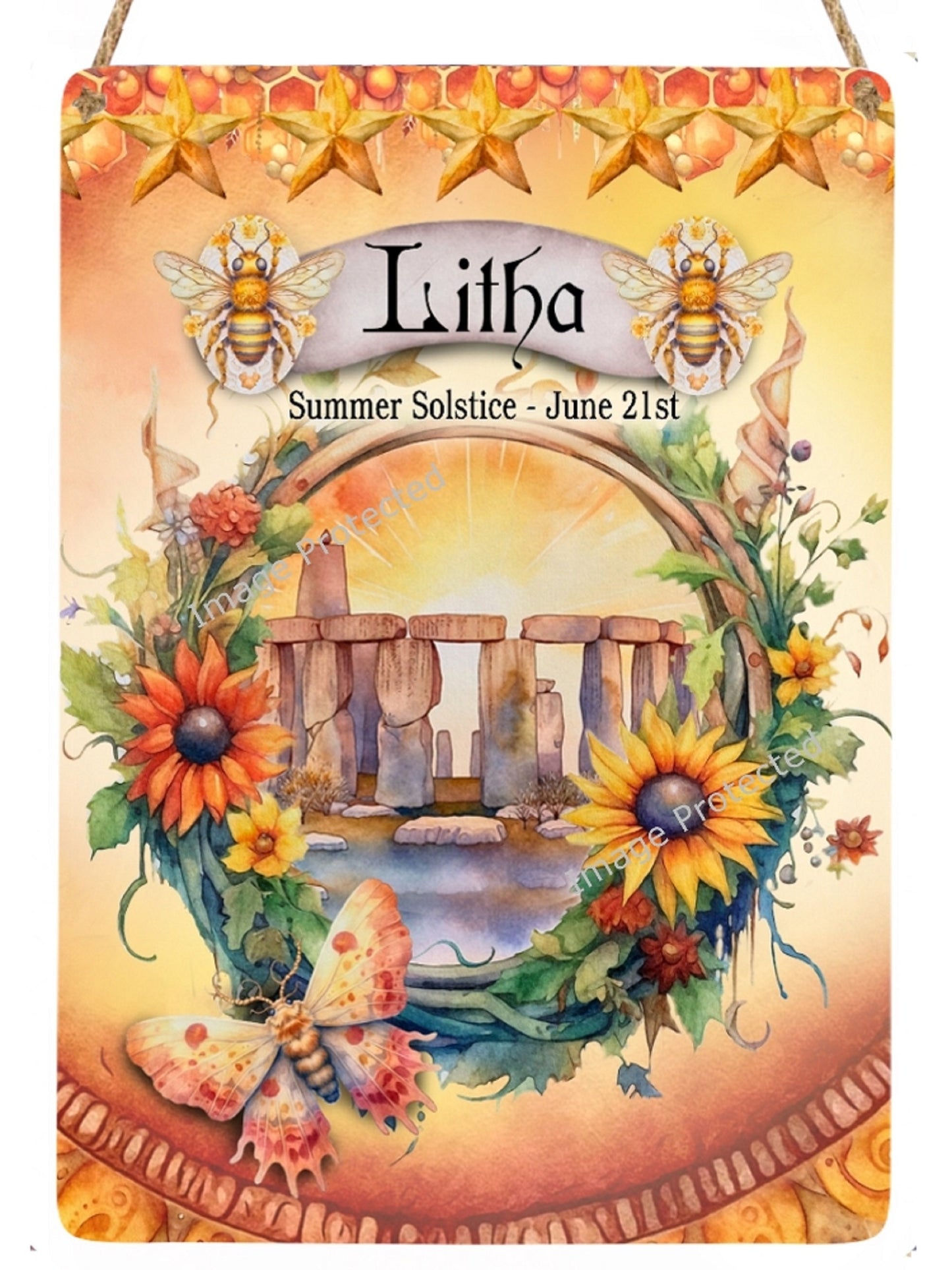 Hanging Metal Sabbat Signs - Litha, Inbolc, Lammas, Ostara, Mabon, Samhain, Yule, Beltane.
