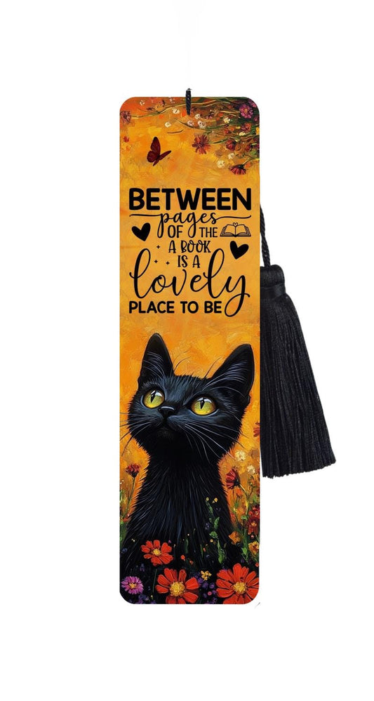 Sweet Little Black Cat Metal Bookmark with Tassel: Funny Reader Gift