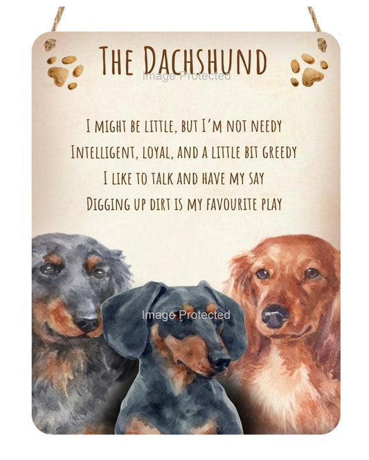 Metal Dog Sign - The Dachshund