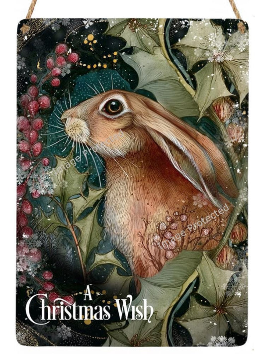 Christmas Brown Hare: Inspirational Art, Handmade Home Decor
