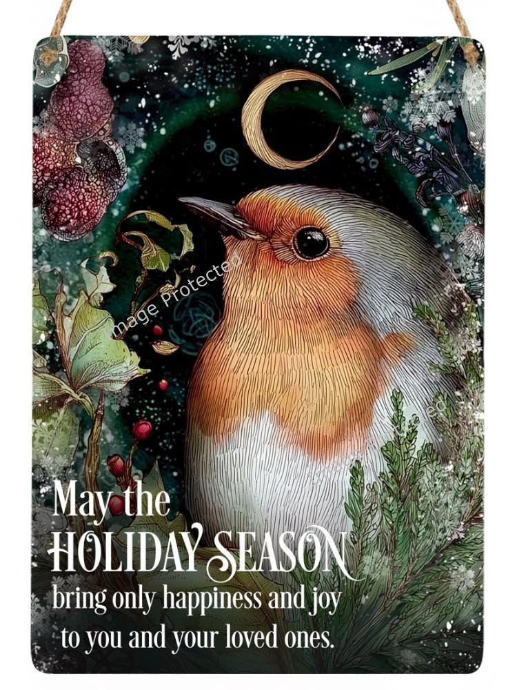 Christmas Robin: Inspirational Art, Handmade Home Decor, Metal wall Sign