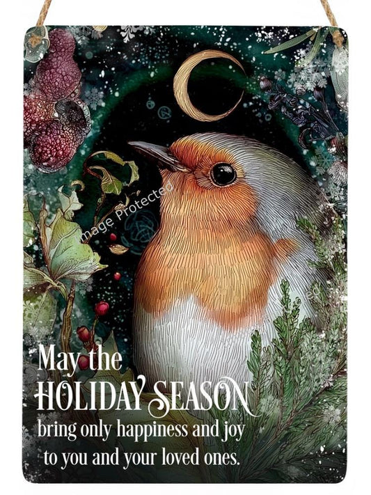 Christmas Robin: Inspirational Art, Handmade Home Decor, Metal wall Sign