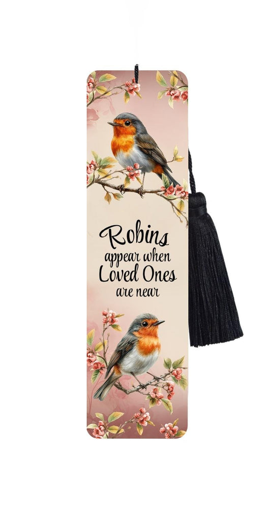 Large Metal Bookmark With Tassel - Robin Bookmark - Robins appear when loved ones are near