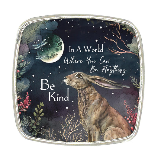 Chrome Finish Large Magnet - Moongazing Hare Magnet - Be Kind