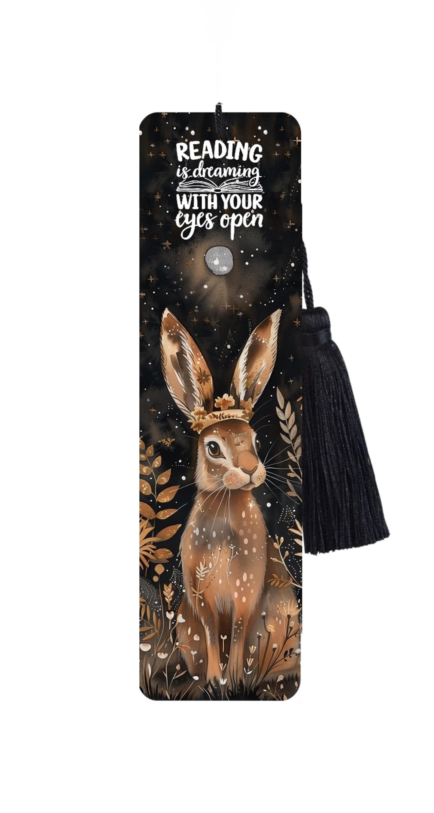 Hare Bookmark: Large Metal Bookmark With Black Tassel