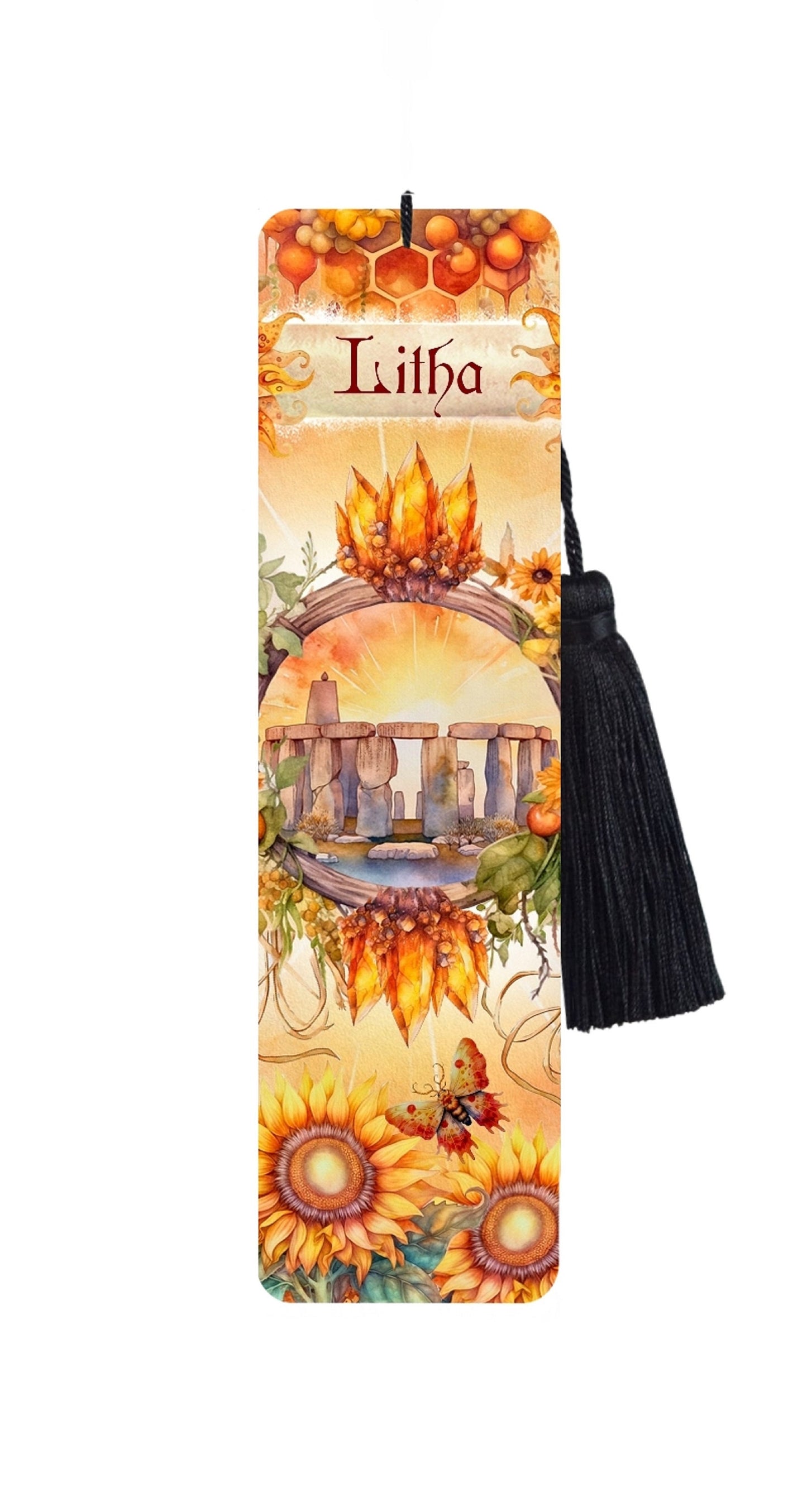 Large Metal Bookmark With Tassel - Sabbats - Litha, Mabon, Ostara, Samhain, Yule, Lammas, Beltane, Imbolc.