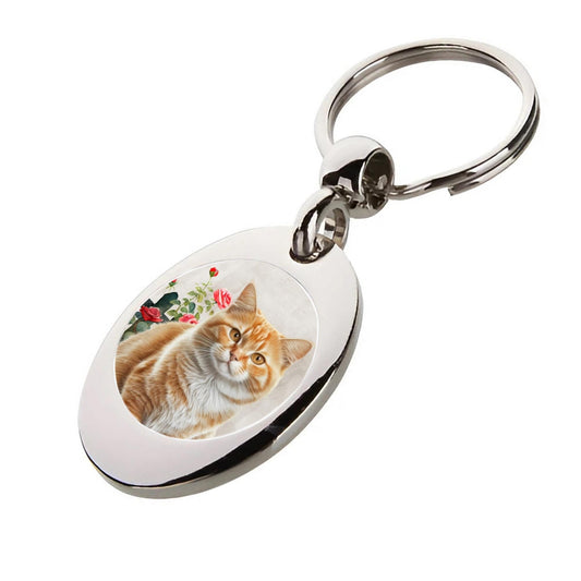 Ginger Cat Trolley Keyring: Shopping Cart Token