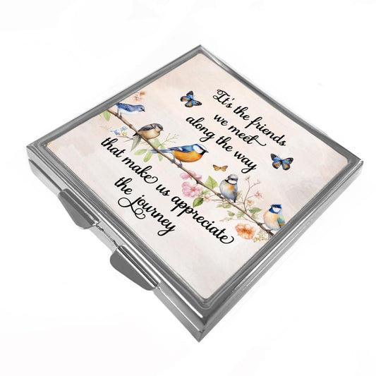 Little Birds - Square Pill Box - Friendship Quote