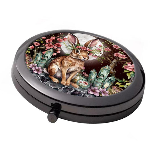 Crystal Hare Compact Mirror - Smoke Black Double Mirror