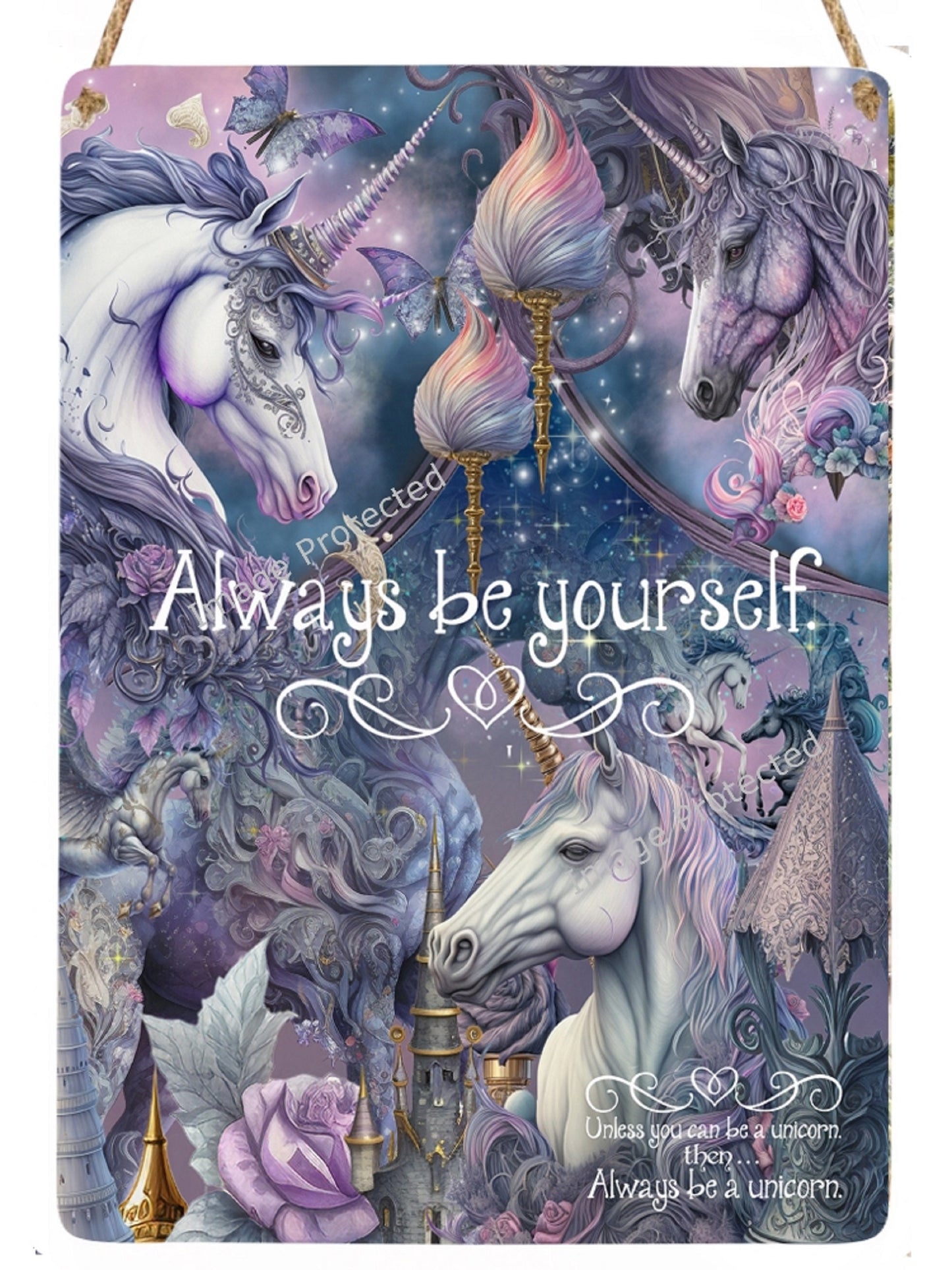 Unicorn Metal Sign: Motivational Quote Hanging Decor