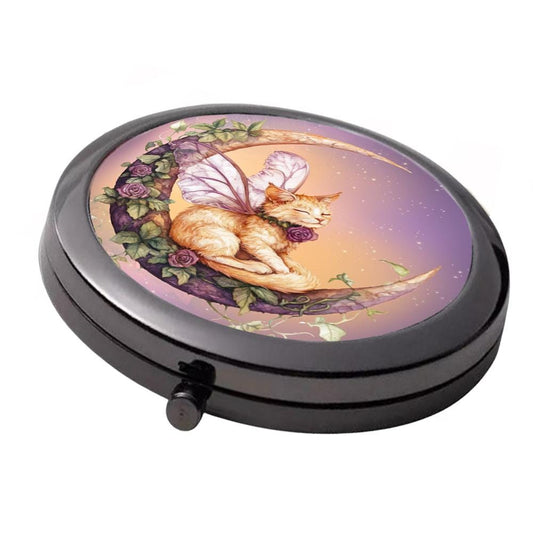 Ginger Fairy Cat - Smoke Black - Large Double Compact Mirror