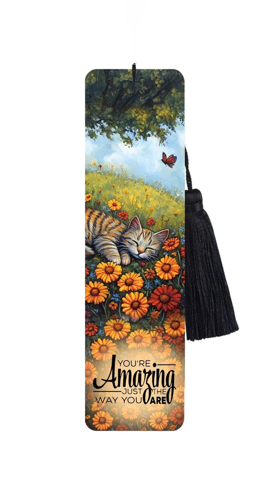 Tabby Cat Metal Bookmark: Unique Reader Gift with Tassel