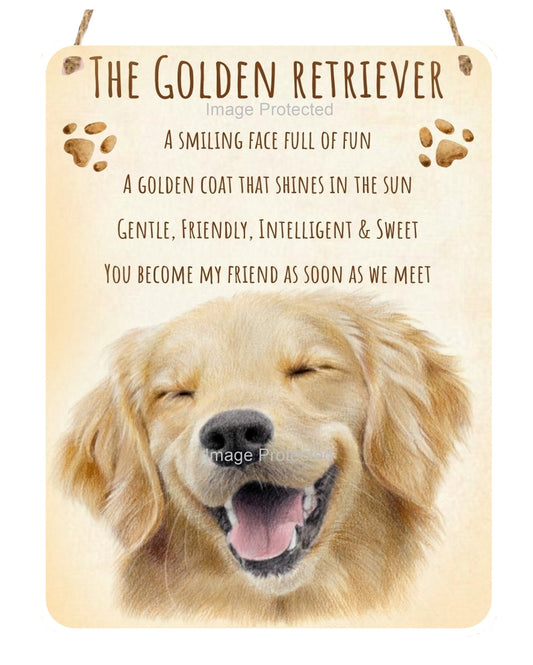 Metal Dog Sign - The Golden Retriever