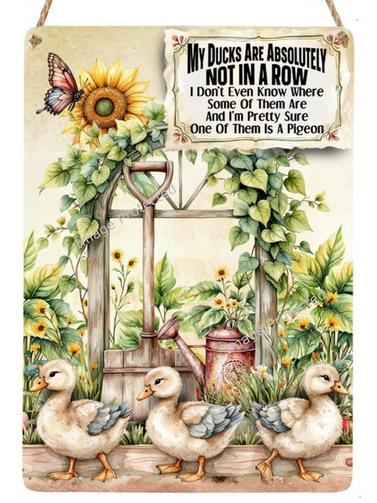 Little Ducks Metal Sign - My Ducks are not in a row, funny quote