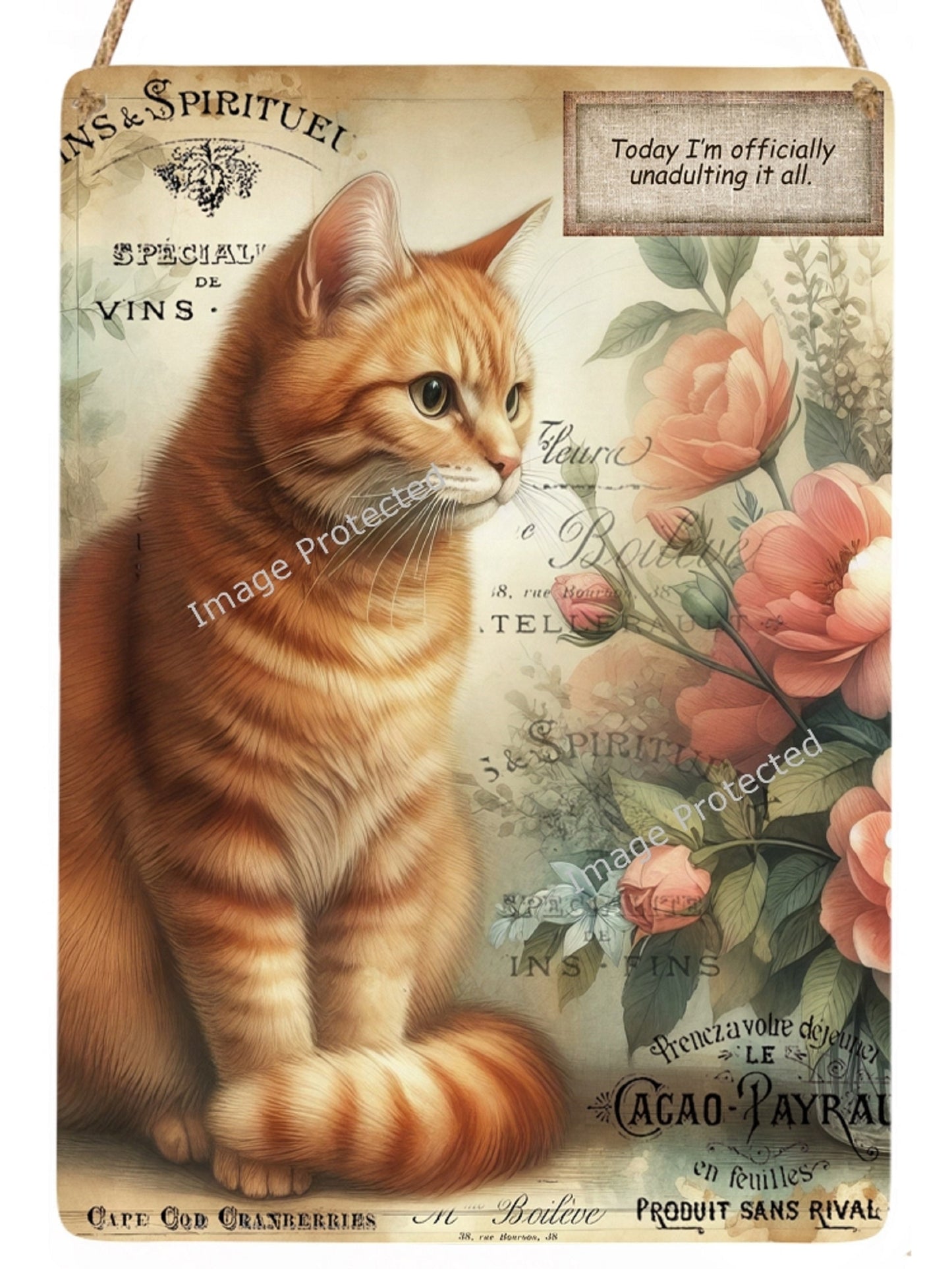 Cat Metal Sign - Funny - Ginger Cat & Quote