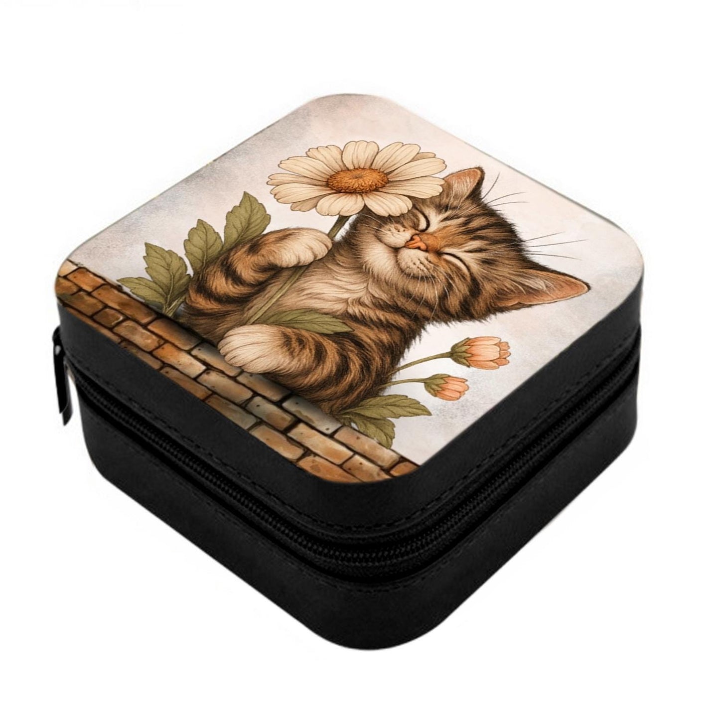 Tabby Kitten & Daisy Flower Small Jewellery Box