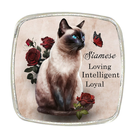 Siamese Cat Magnet: Chrome Finish Metal, Large Size
